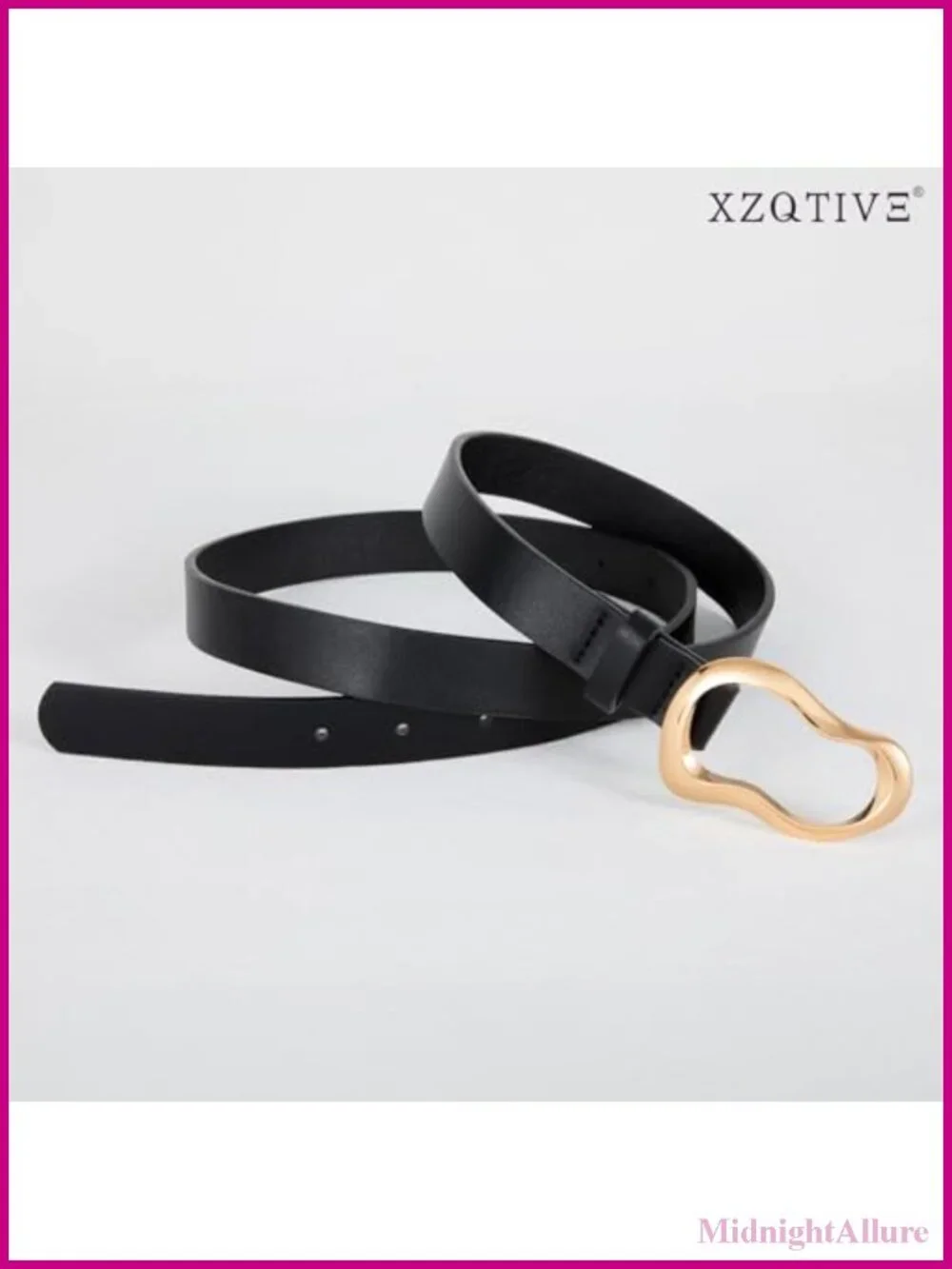 XZQTIVE Women's PU Leather Fashion Belt with Gold Frame Buckle